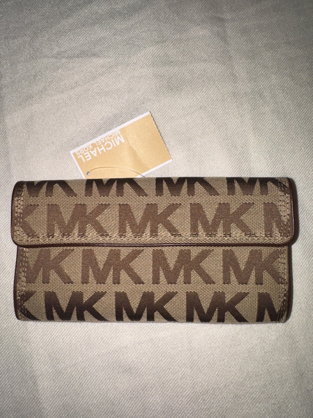 Michael Kors Tan and Brown MK Logo Wallet